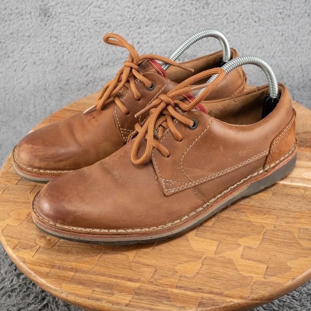 Clarks Shoes Mens 7.5 M Edgewick Plain Lace Up Oxford Brown Suede Leather Casual